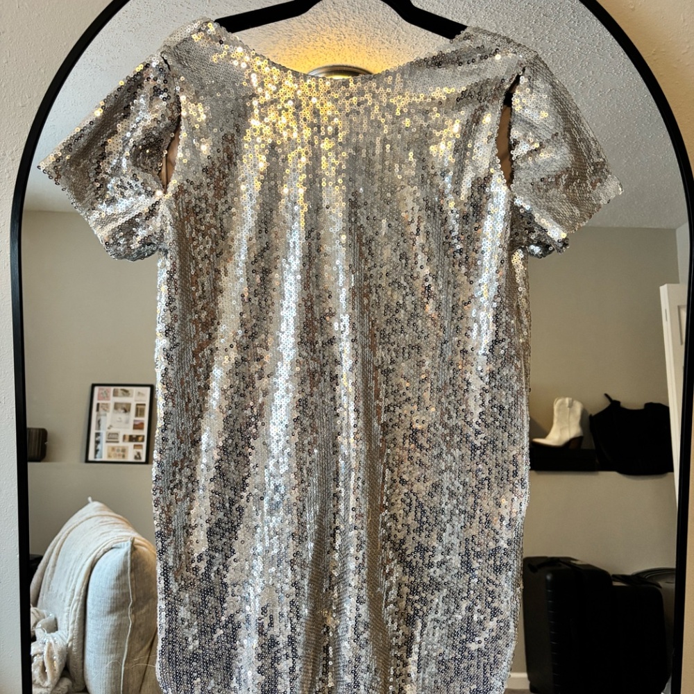 Vici Silver Sequin Midi Dress NEW WITH TAGS